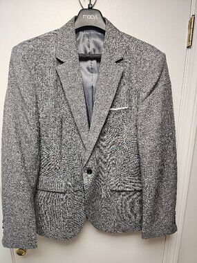 Coofandy Men's Casual Lightweight Knit Blazer Sport Coat Heather Grey Large